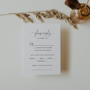 Love Fancy Script Mariage Menu Choix RSVP
