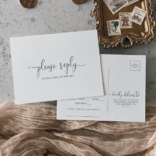Love Fancy Script Menu Choice RSVP Postcard