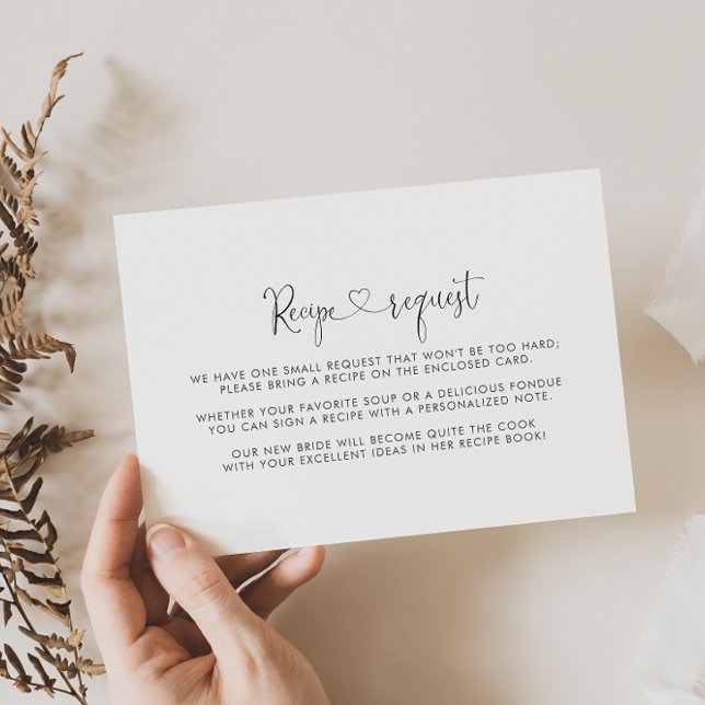 Love Fancy Script Wedding Recipe Request Enclosure Card (Creator Uploaded)