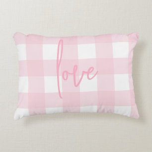 Love Farmhouse Chic Pink and White Buffalo Check Accent Pillow