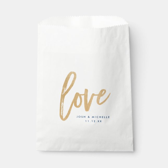 Love Favour Bag, Gold lettering, Wedding favour ba Bag (Front)
