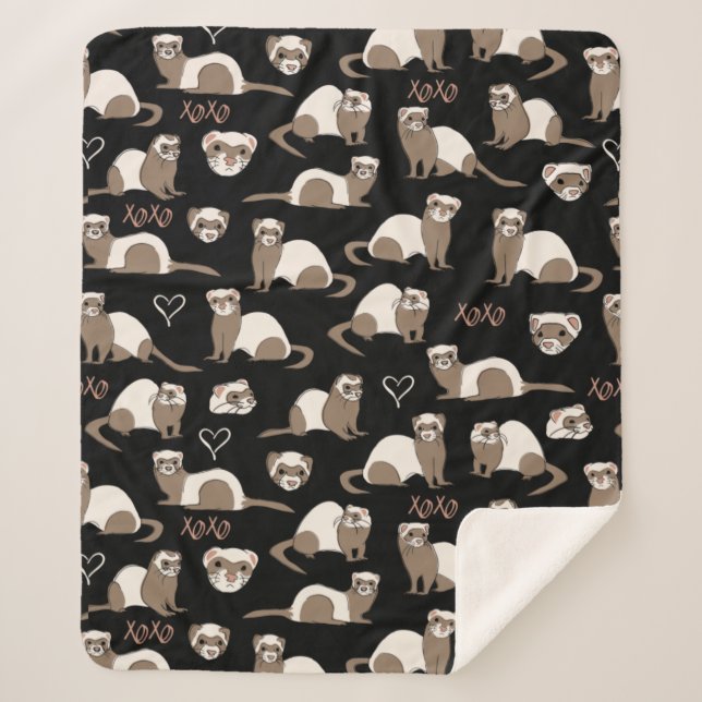 Love Ferrets - Black Sherpa Blanket (Front)