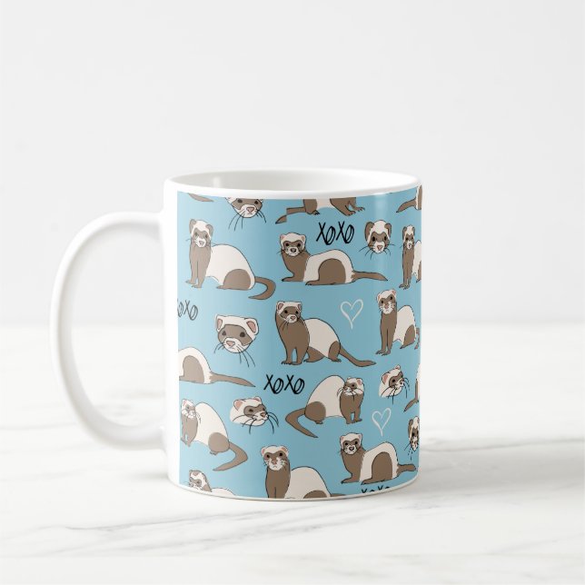 Love Ferrets - Mug de café bleu (Gauche)