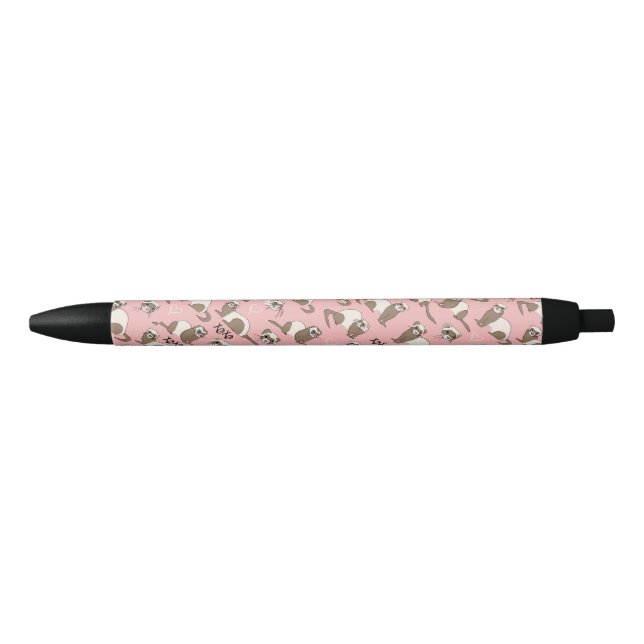 Love Ferrets - Pink Black Ink Pen (Front)