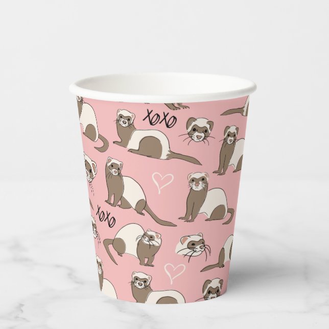 Love Ferrets - Pink Paper Cups (Front)