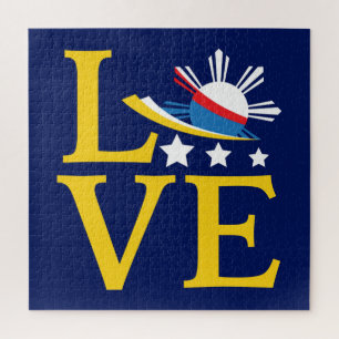 Love - Filipino Flag Typography Art Jigsaw Puzzle