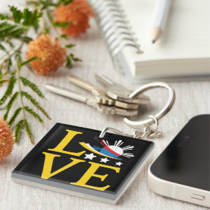 Love - Filipino Flag Typography Art Keychain