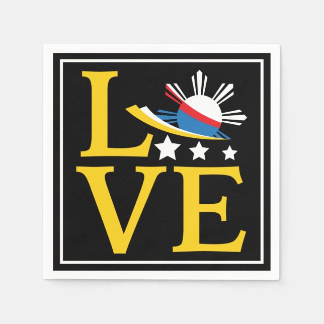 Love - Filipino Flag Typography Art Napkin (Front)