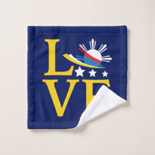 Love - Filipino Flag Typography Art Wash Cloth