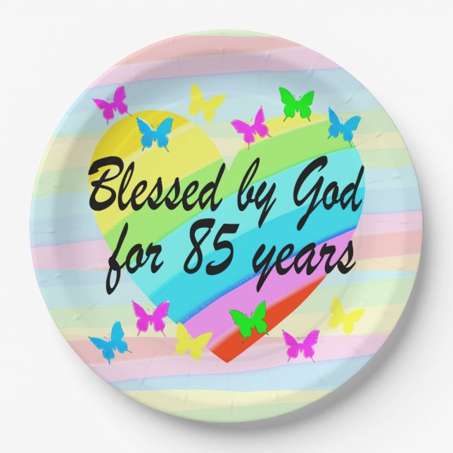 LOVE FILLED 85TH BIRTHDAY BLESSINGS PAPER PLATES (Front)