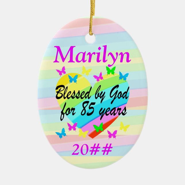 LOVE FILLED 85TH BIRTHDAY PERSONALIZED ORNAMENT (Front)