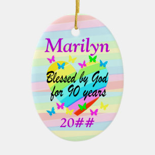 LOVE FILLED PERSONALIZED AND DATED 90TH ORNAMENT