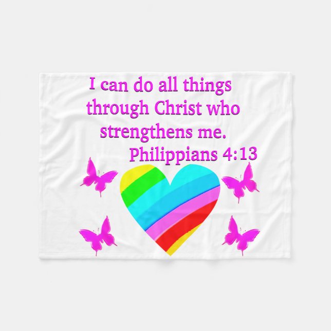 LOVE FILLED PHILIPPIANS 4:13 DESIGN FLEECE BLANKET (Front (Horizontal))