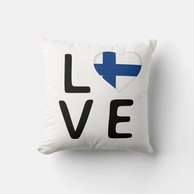 Love - Finland Flag Throw Pillow (Front)