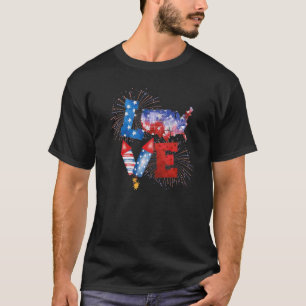 Love Fireworks 4th Of July Patriotic America Us Fl T-Shirt