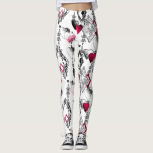 Love, fishnet, patchwork leggings