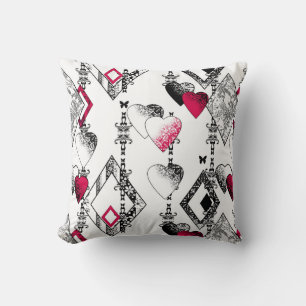 Love, fishnet, patchwork throw pillow