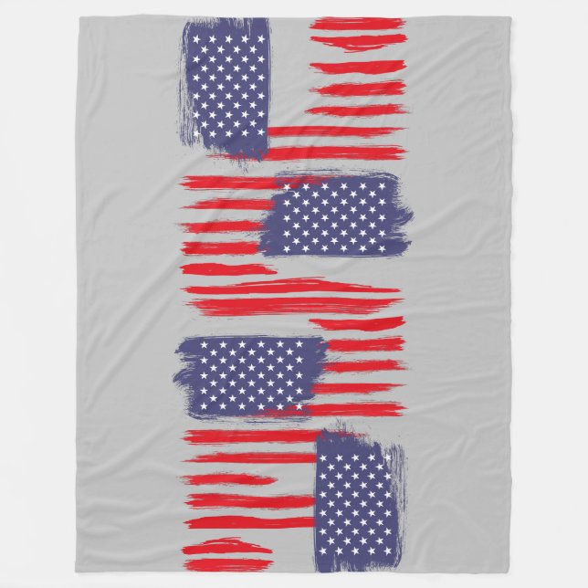 LOVE FLAG USA/USA TEXT BRUSH STROKE BY MASANSER P FLEECE BLANKET (Front)