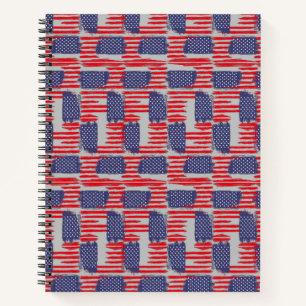 LOVE FLAG USA/USA TEXT BRUSH STROKE BY MASANSER P NOTEBOOK