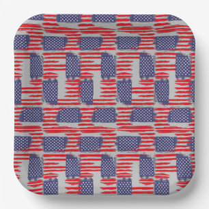 LOVE FLAG USA/USA TEXT BRUSH STROKE BY MASANSER P PAPER PLATE