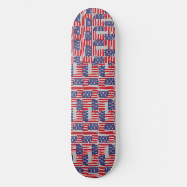 LOVE FLAG USA/USA TEXT BRUSH STROKE BY MASANSER P SKATEBOARD (Front)