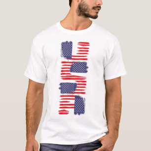 LOVE FLAG USA/USA TEXT BRUSH STROKE BY MASANSER P T-Shirt