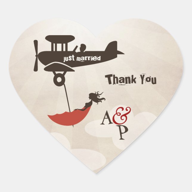 LOVE FLIGHT Thank You Wedding Sticker (Front)
