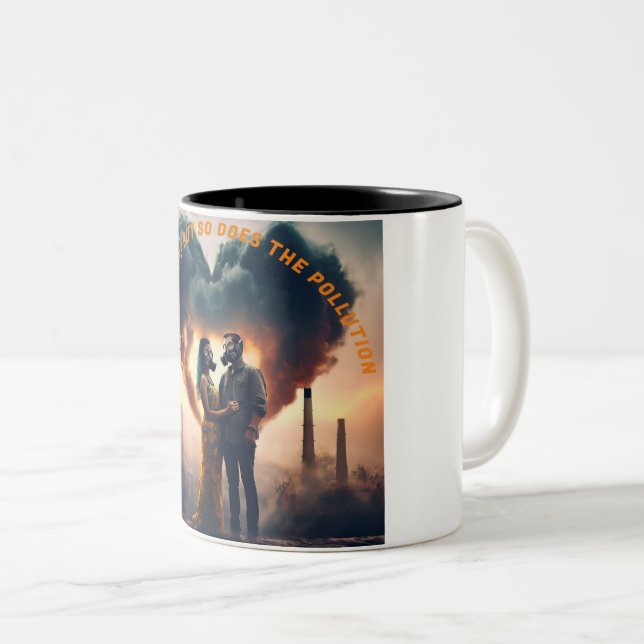 Love Floats, But So Does the Pollution Two-Tone Coffee Mug (Front Right)