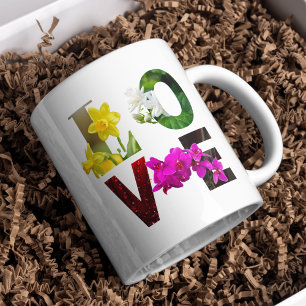 LOVE Floral Typography Coffee Mug