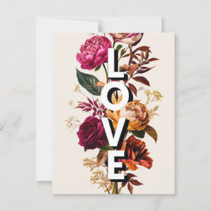 Love Floral Typography  Postcard