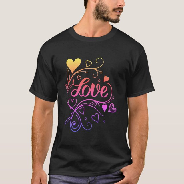Love Floral Valentines Day Gift T-Shirt (Front)