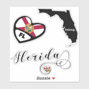 Love Florida 3 Different Designs, Die Cut Stickers