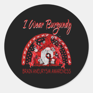 Love Flower Gnome Brain Aneurysm Awareness Classic Round Sticker