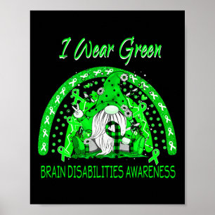 Love Flower Gnome Brain Disabilities Awareness  Poster