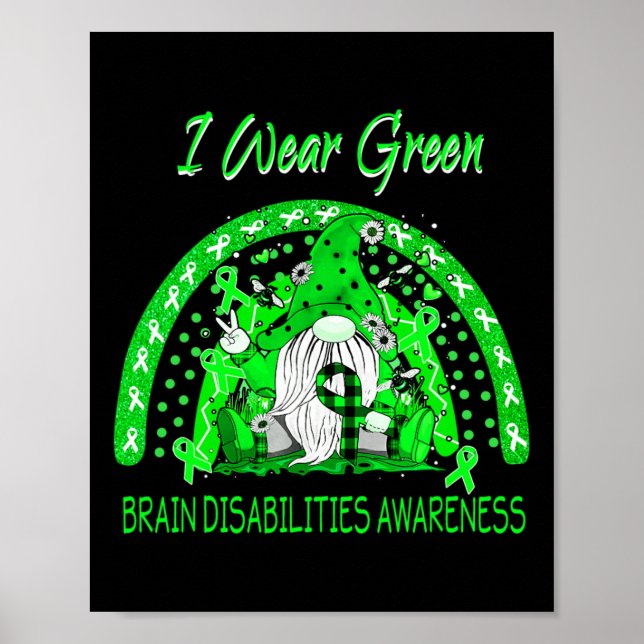 Love Flower Gnome Brain Disabilities Awareness  Poster (Front)