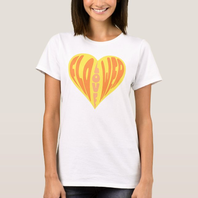 Love, Flower, Heart T-Shirt (Front)