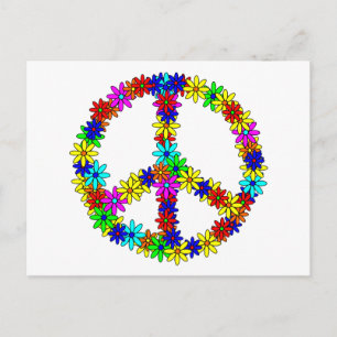 Love Flower Peace Sign Postcard