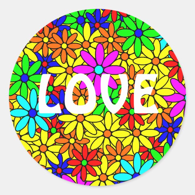 Love Flower Power Collage Stickers (Front)