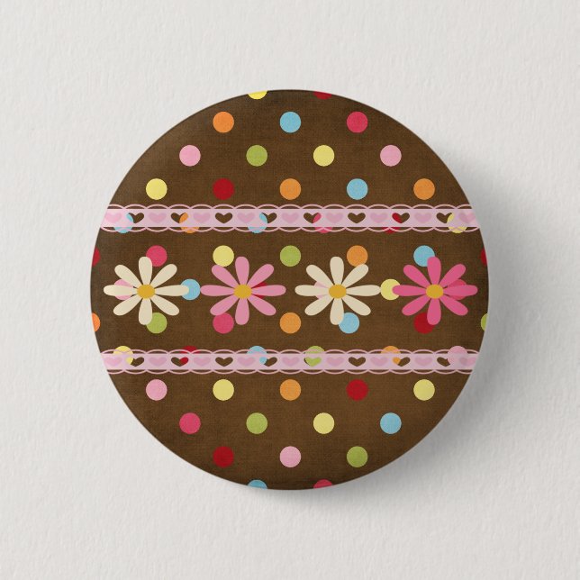 Love Flowers 2 Inch Round Button (Front)