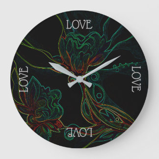 Love flowers large clock