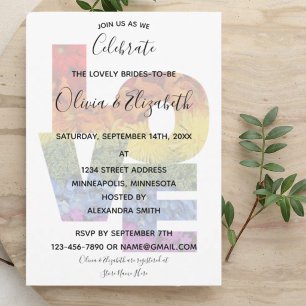 LOVE Flowers Same-Sex Brides Party Invitation