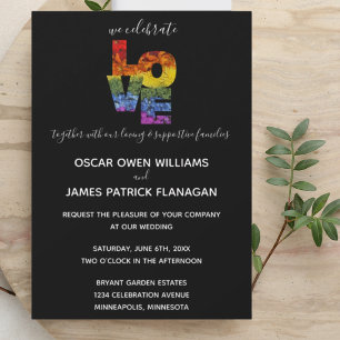 LOVE Flowers Same-Sex Wedding Collection Ebony Inv Invitation