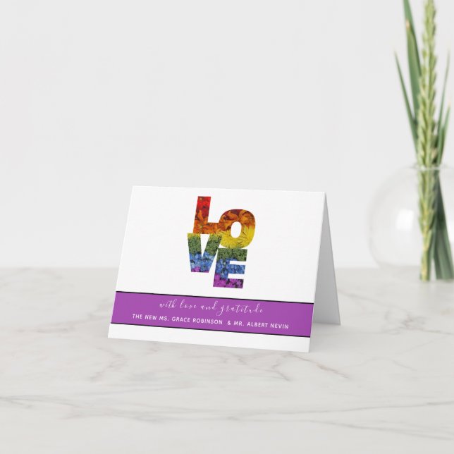 LOVE Flowers Same-Sex Wedding Collection Thank You Card (Front)