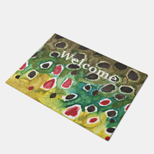 Love Fly Fishing Brown Trout Skin Doormat
