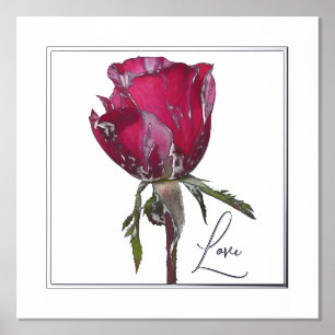 Love Foil Accent Red Rose Print Poster
