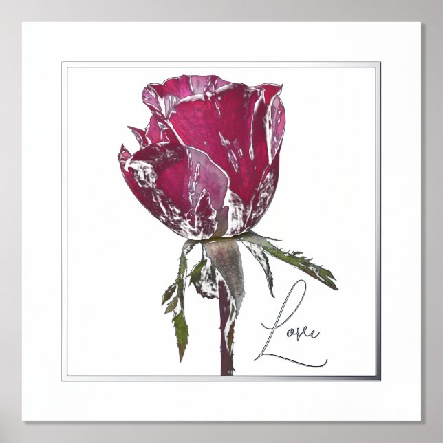 Love Foil Accent Red Rose Print Poster (Front)
