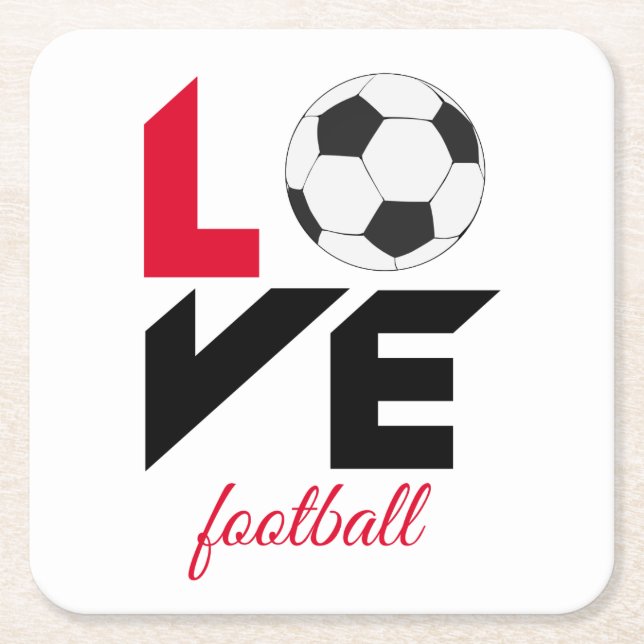 Love football square paper coaster (Front)