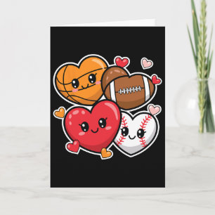Love Footll Sketll Valentine’s Day Boys And Men  Card