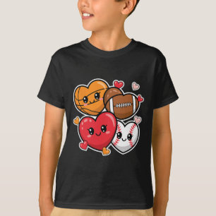 Love Footll Sketll Valentine’s Day Boys And Men T-Shirt
