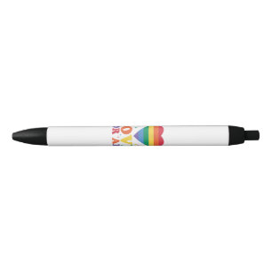 Love For All LGBTQ Rainbow Pride Gay Lesbian LGBT Black Ink Pen
